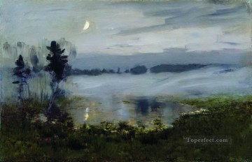 fog over water Isaac Levitan river landscape Oil Paintings